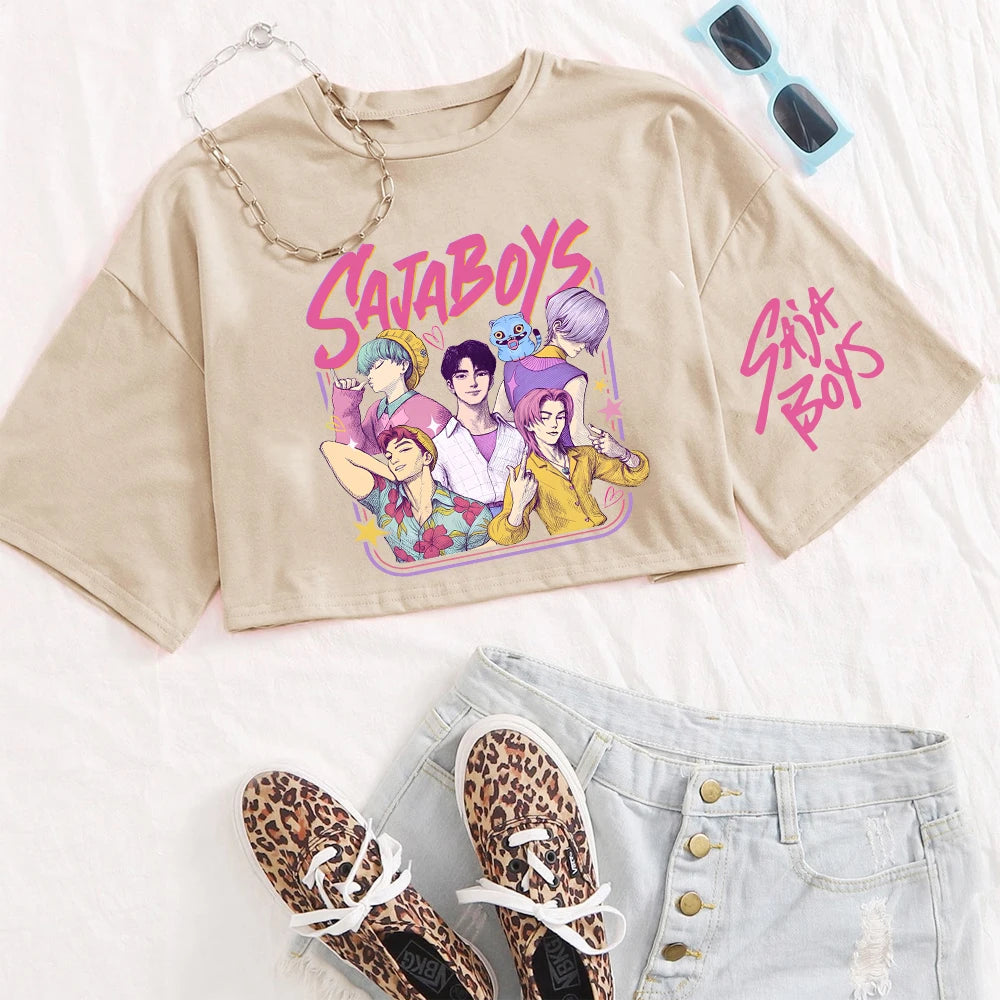 "Kpop Demon Hunters" Saja Crop Top – Stylishes Kurzarm-Shirt für Fans