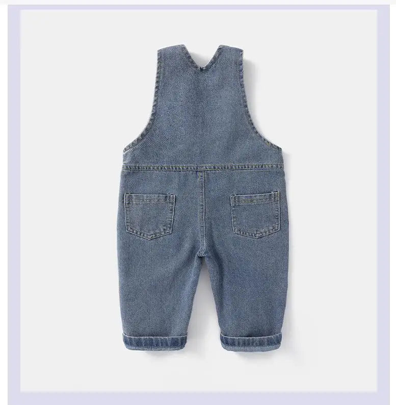 Lässiger Baumwoll-Overall für Babys – Unisex-Hosen mit Trägern für Frühling & Herbst
