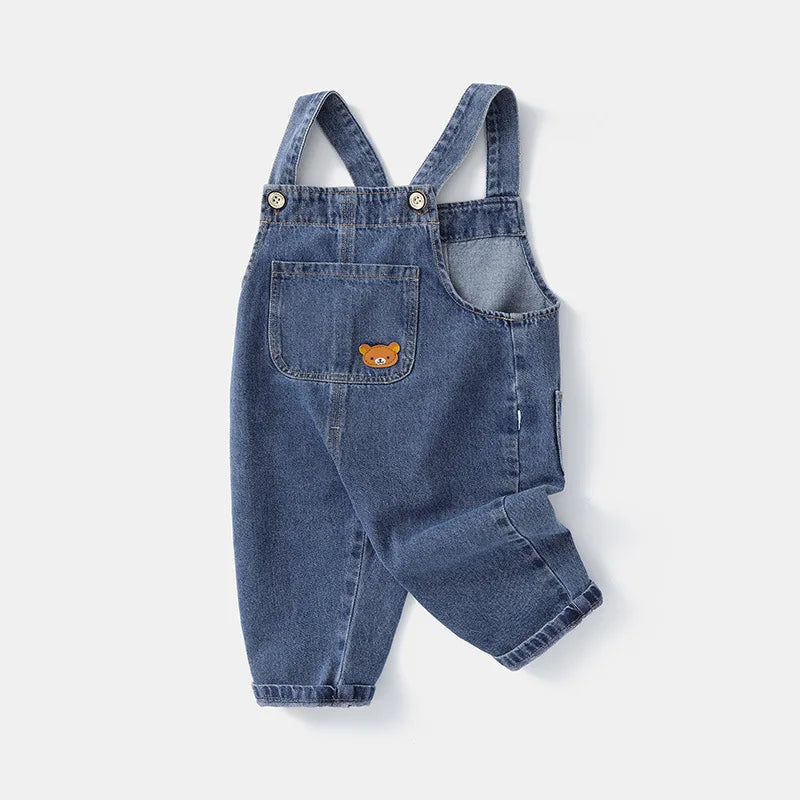 Lässiger Baumwoll-Overall für Babys – Unisex-Hosen mit Trägern für Frühling & Herbst