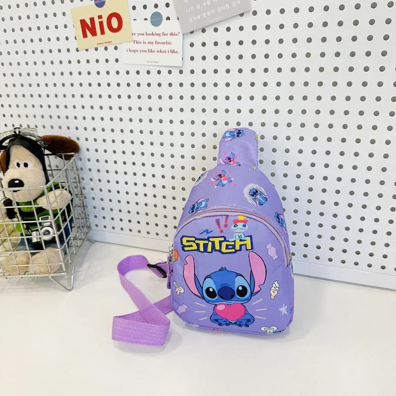 Stitch & Angel Cartoon-Umhängetasche mit Münzfach – Modische lässige Brusttasche für Alltag, Reisen und Freizeit