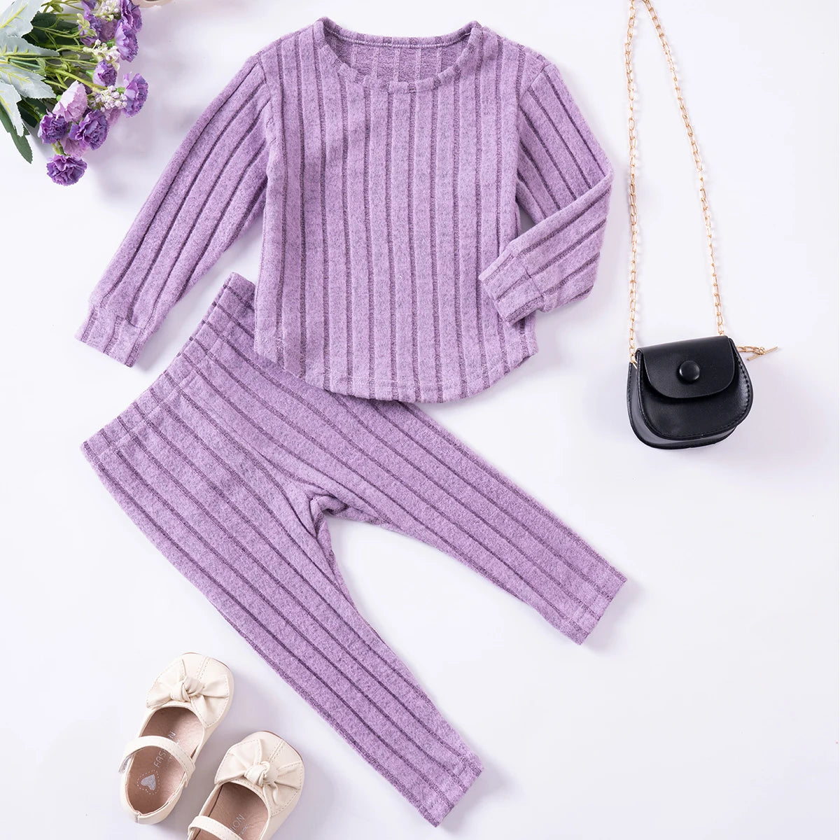 Herbstliches Mädchen- Outfit Set – Langarm-Top und modische Hose, warm, bequem und perfekt für Outdoor-Aktivitäten oder zum chilln für zu Hause