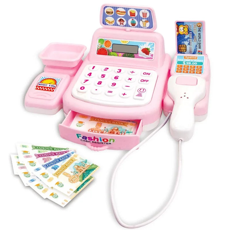 Elektronisches Supermarkt-Kassierer-Set – Simulationsspielzeug mit Beleuchtung und Soundeffekten, Spielzeug für Einkaufsladen, Verkaufsstand, Spielzeug für Kinder zum Rollenspiel