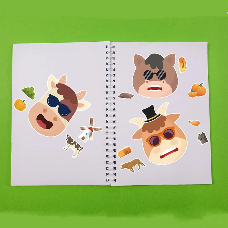 6-Blatt Bauernhof-Tieraufkleber – Kreatives DIY-Spielzeug für kleine Tierfreunde!