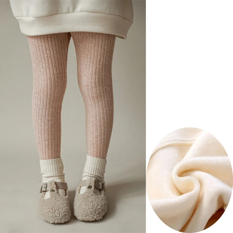 Herbst Winter Mädchen Hosen Verdickung Warme Fleece Hosen Für Mädchen Leggings Kinder Baby Elastizität Schlank Streifen Hosen