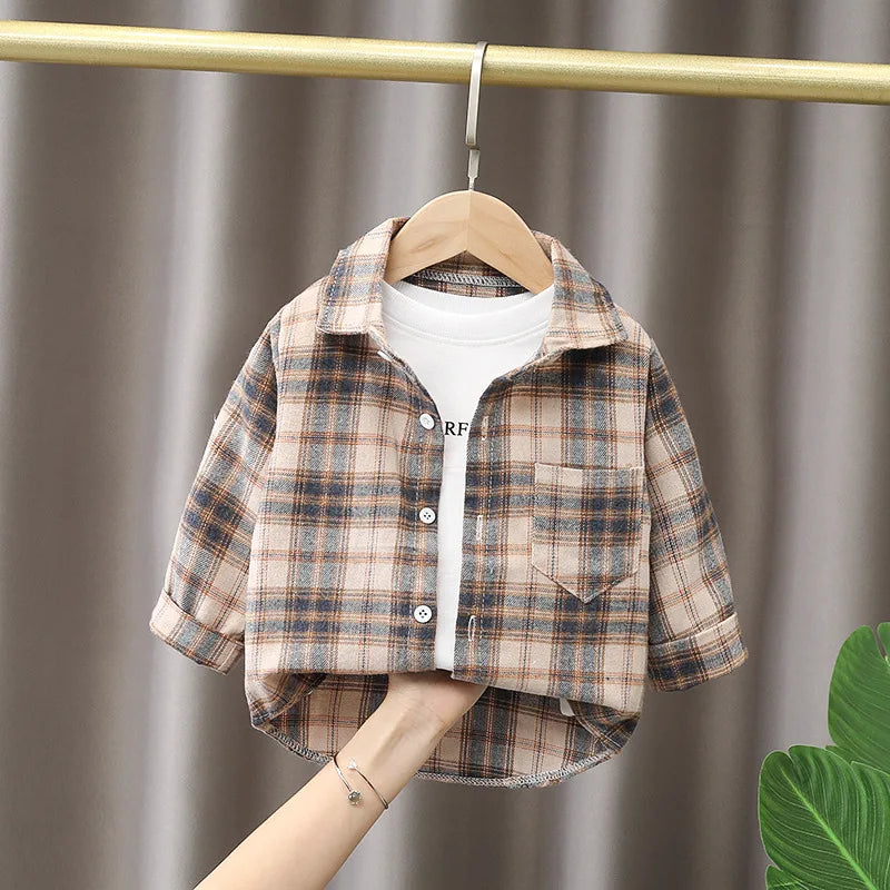 Kinder-Hemd-Kleidung, Frühling, Kariertes Kinder-Hemd – Klassische Baumwoll-Bluse für Jungen & Mädchennne Blusen, Kleidung, Kleinkind, Jungen, karierte Baumwolle, Tops, 1, 2, 3, 4 Jahre, Kinder-Langarmshirt
