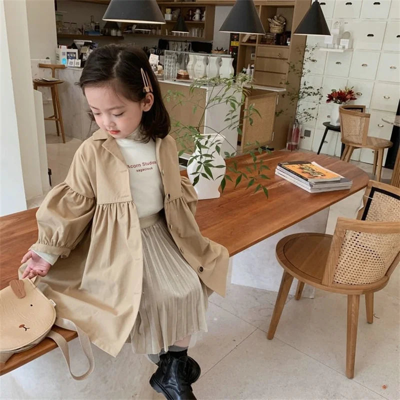 Kinder-Trenchcoat – Eleganter Mantel für Mädchen im koreanischen Stil