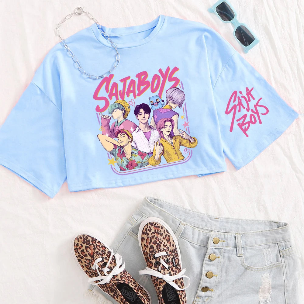 "Kpop Demon Hunters" Saja Crop Top – Stylishes Kurzarm-Shirt für Fans