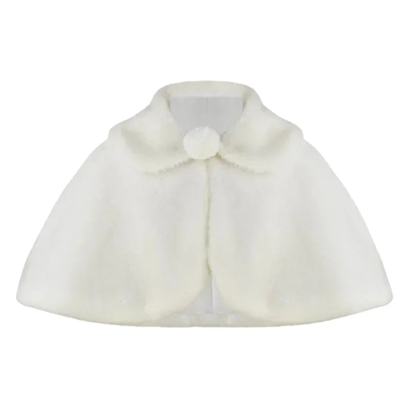 Mädchen Plüsch Schal Elegante Prinzessin Kleid Passenden Mantel Blume Mädchen Mantel Kinder Einfarbig Revers Cape Zubehör