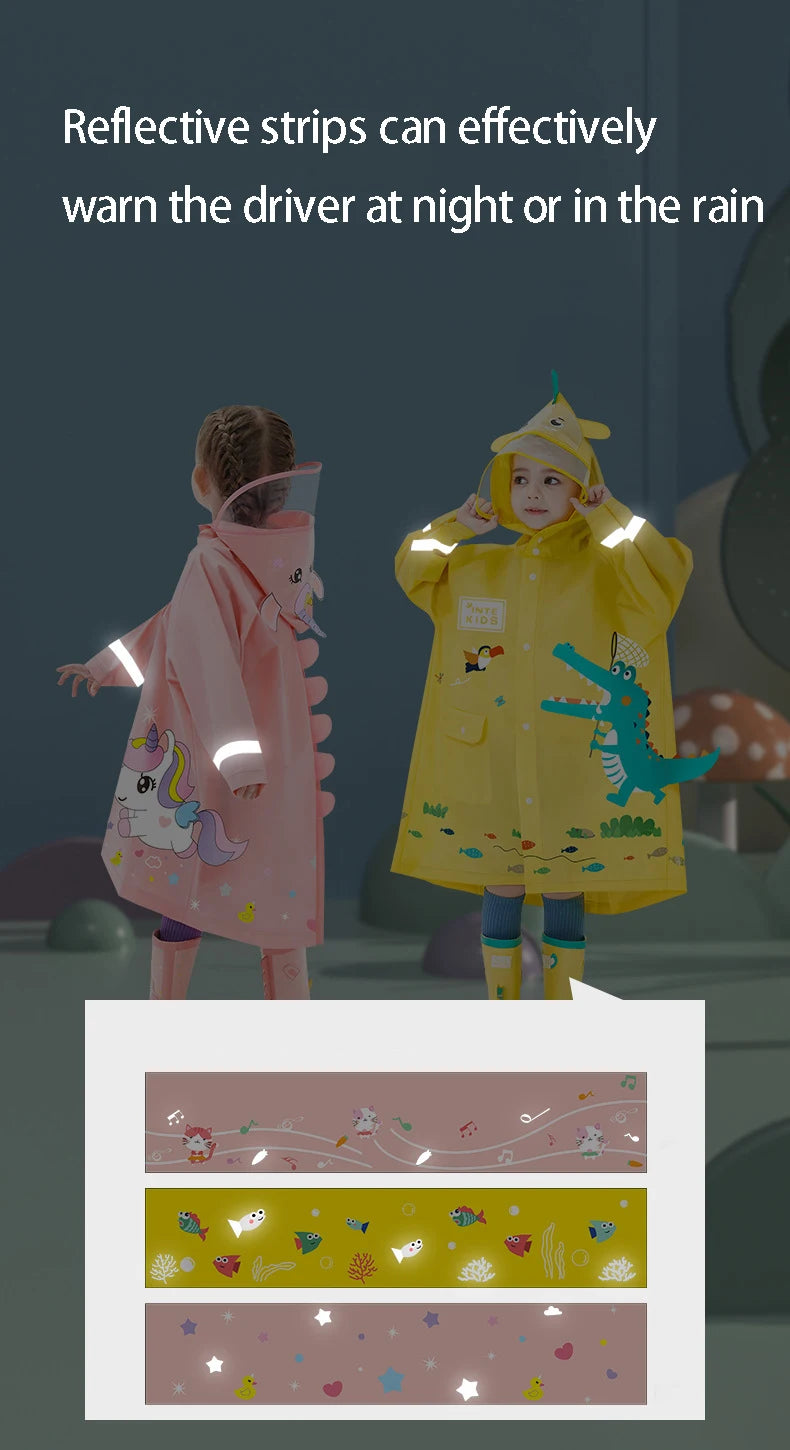 Niedlicher Polyester-Kinder-Regenmantel, wasserdichter Regenmantel für den Außenbereich, für Kinder, undurchlässiger Poncho, Regenjacke für Jungen und Mädchen