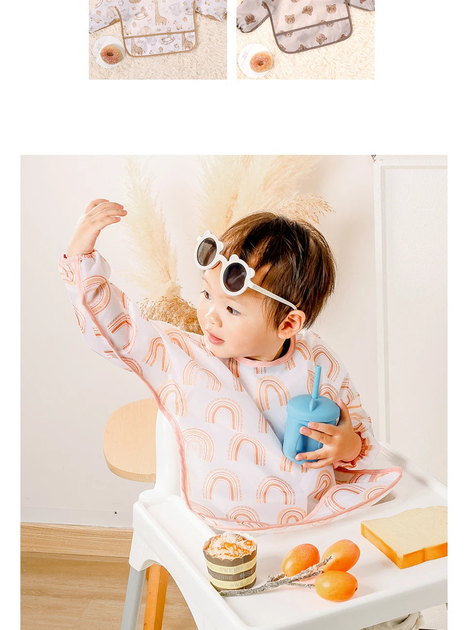 Elinfant Baby / Kleinkind Langarm-Lätzchen – Das praktische All-in-One Wasserdichte Lätzchen für Babys!