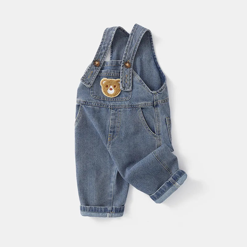 Lässiger Baumwoll-Overall für Babys – Unisex-Hosen mit Trägern für Frühling & Herbst
