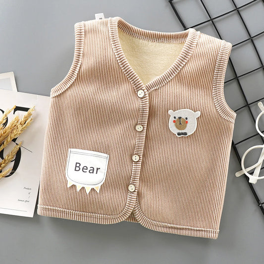 Warme Kinderweste für Jungen und Mädchen – Verdickte Samtweste mit Futter, für Herbst und Winter, leichtes Jacken-Design