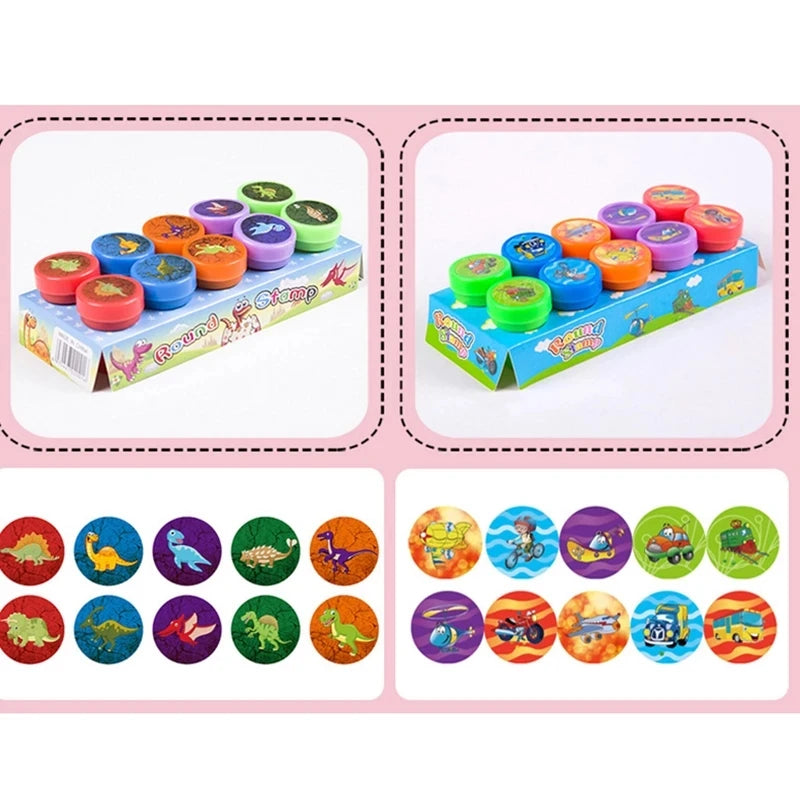 10 Stück bunte Kinder-Stempel – Kreatives Basteln, Malen & Dekorieren für kleine Künstler!