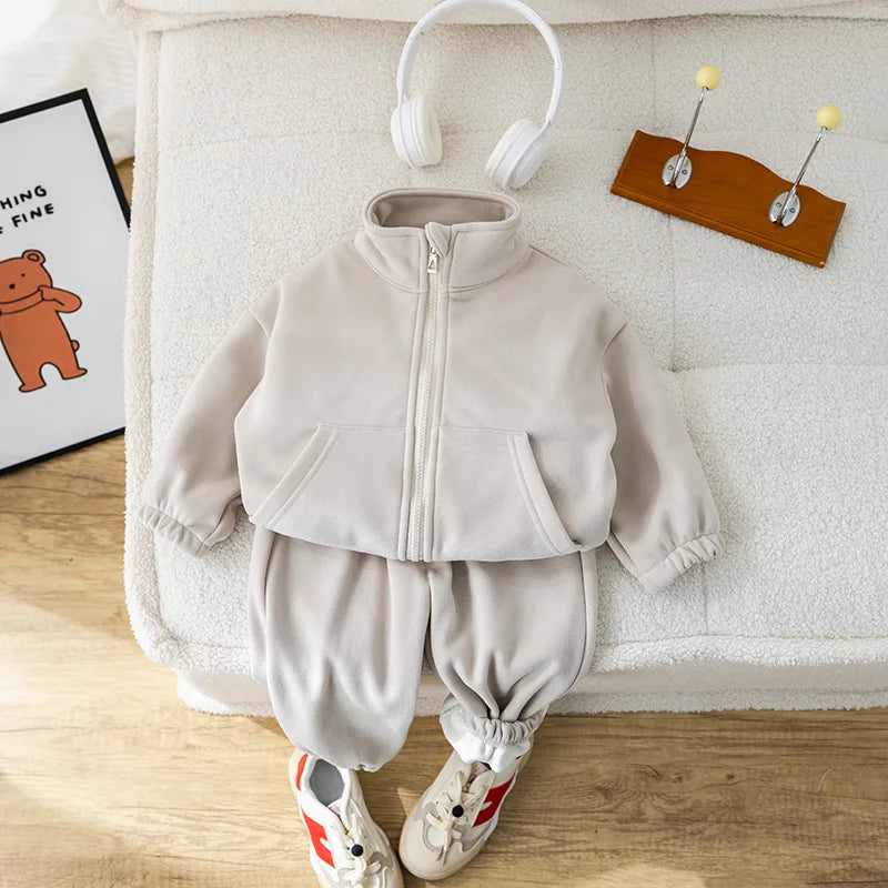 Warmer Fleece-Anzugset für Babys – Jacke und Hose für Winter & Herbst