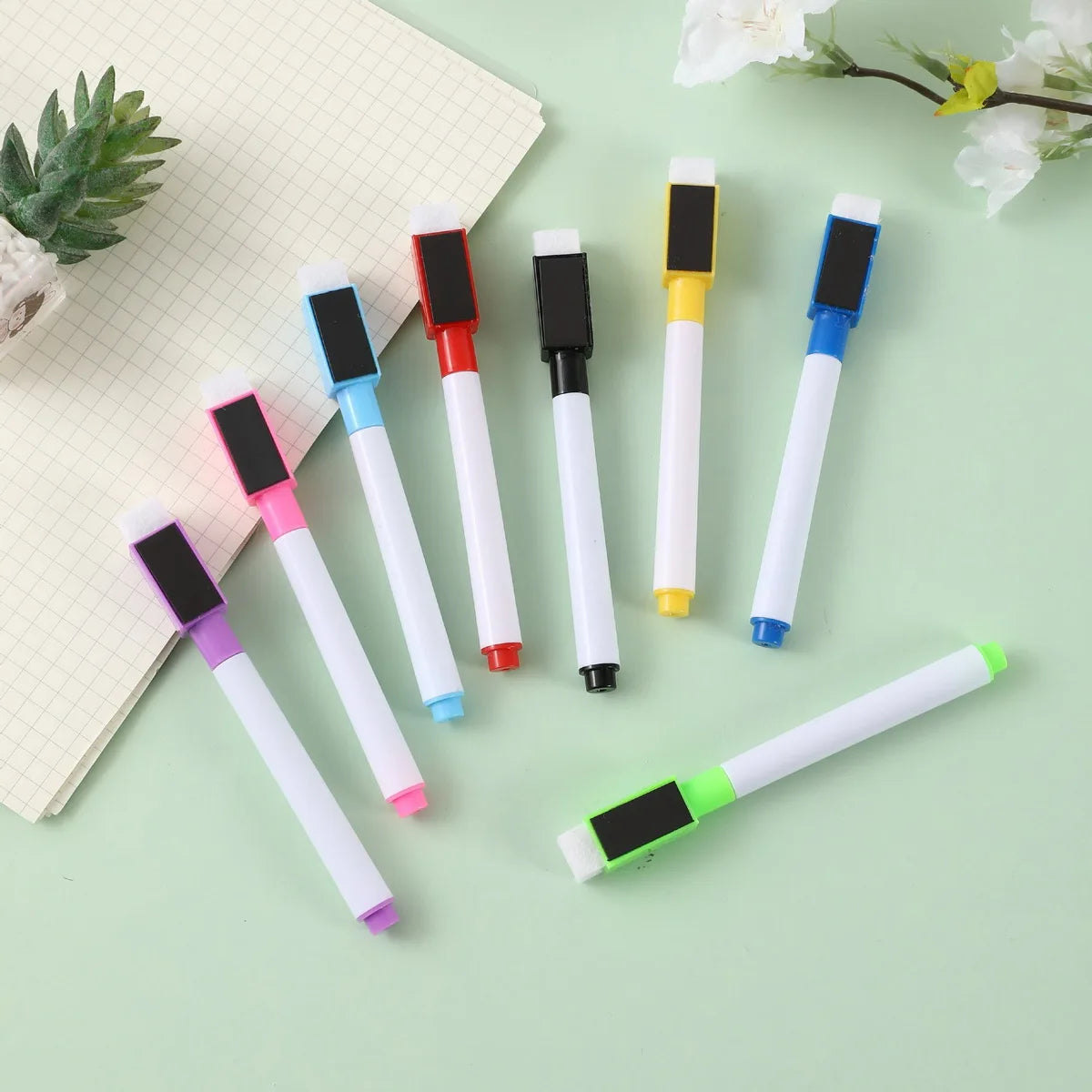 8-teiliges Set Whiteboard-Marker – Trocken abwischbare Stifte in 8 Farben