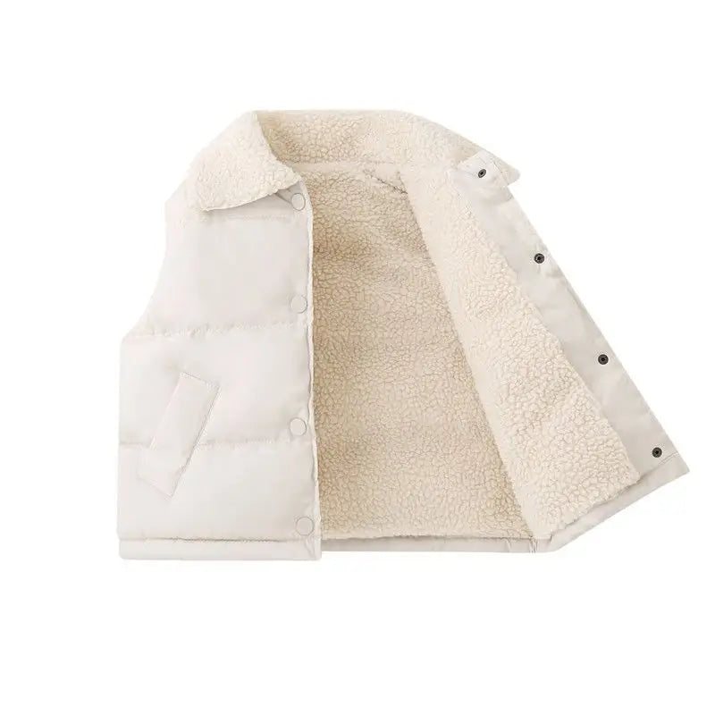 Unisex Kinder-Weste – Warme, ärmellose Jacke mit Umlegekragen
