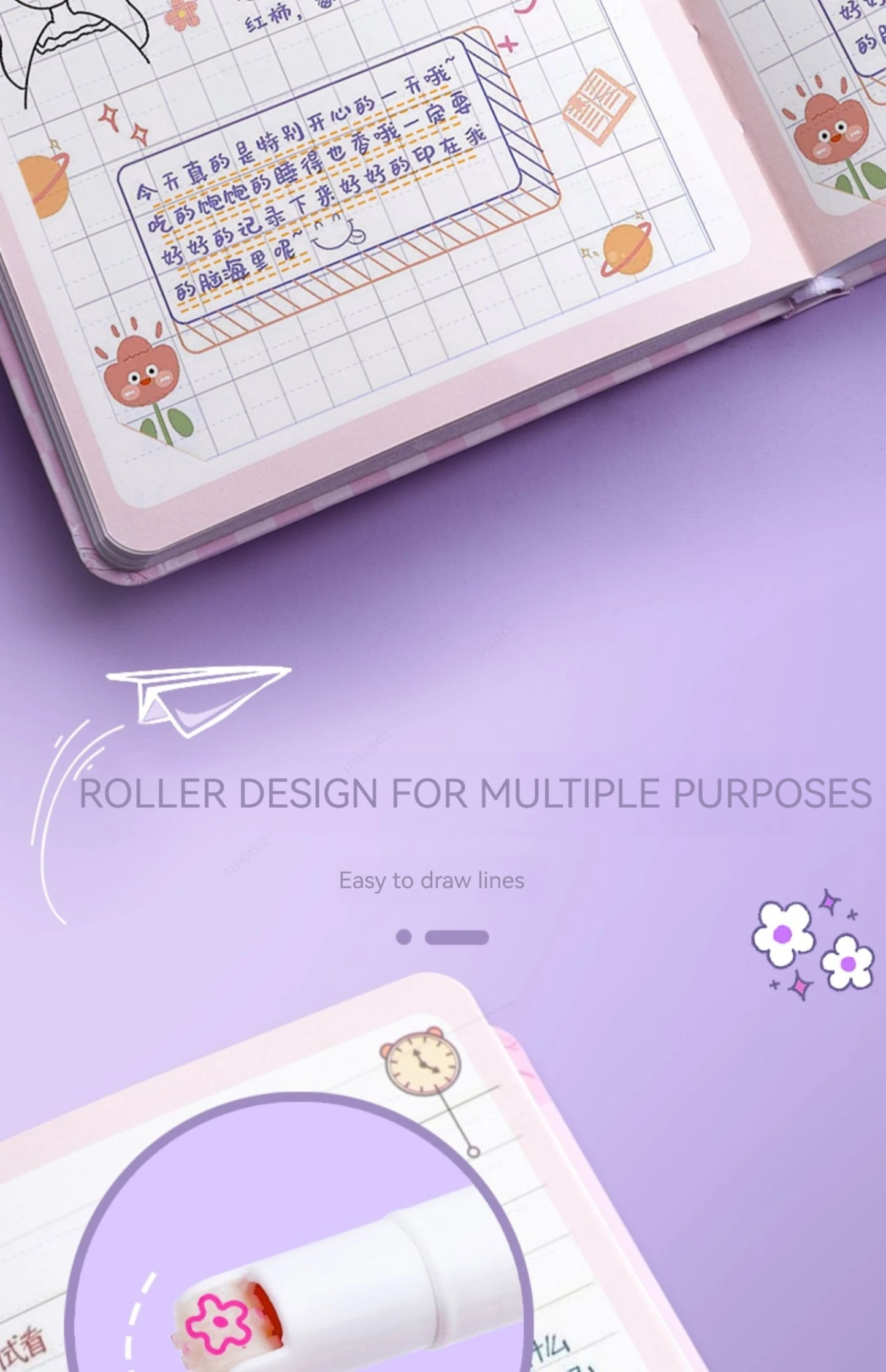 6-teiliges Textmarker- und Marker-Set – Kawaii, Kurven & Linien für Schule, Büro & Geschenk!