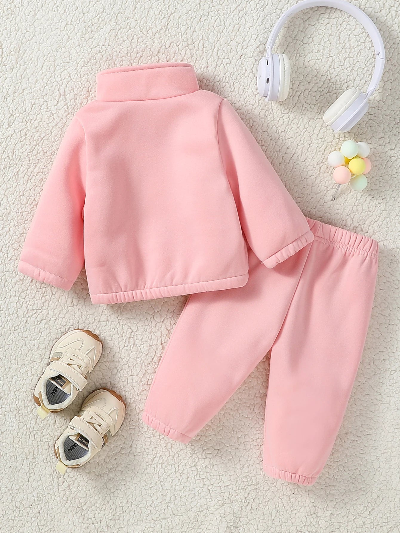 Produktbezeichnung Mädchen 2-teiliges Fleece-Set – Winter-Trainingsanzug mit Rollkragen und Hose
