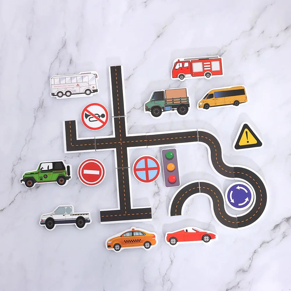 23 Teile Bad Wasserspielzeug Klebrige Wand Stadtverkehr Auto Straßenschiene Puzzle Vinyl 0-3Y 3-6Y 6-12Y 12+y 14+Y Badfunktionen