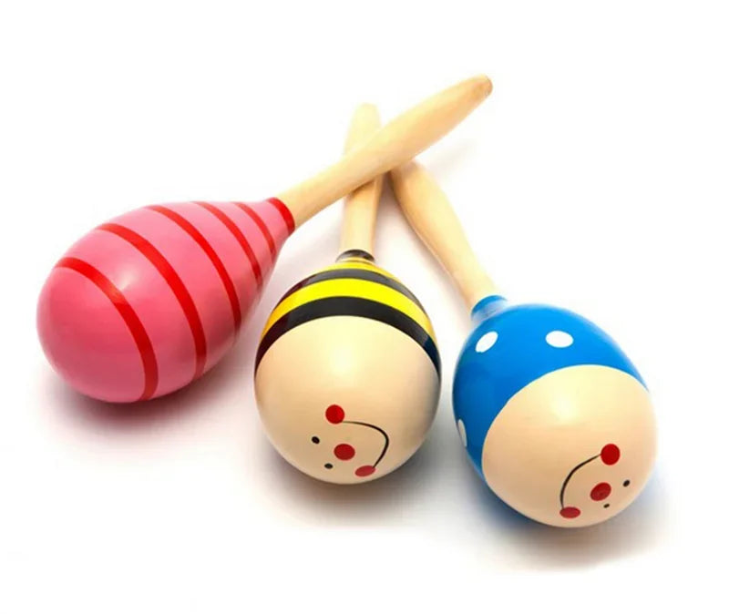 Große Montessori Baby Holzspielzeugrassel – Bunte Musikinstrumente für kleine Entdecker