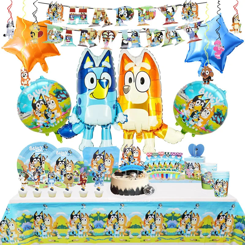 Bluey Geburtstag Deko-Set – Ballons & Partyzubehör für Kinder