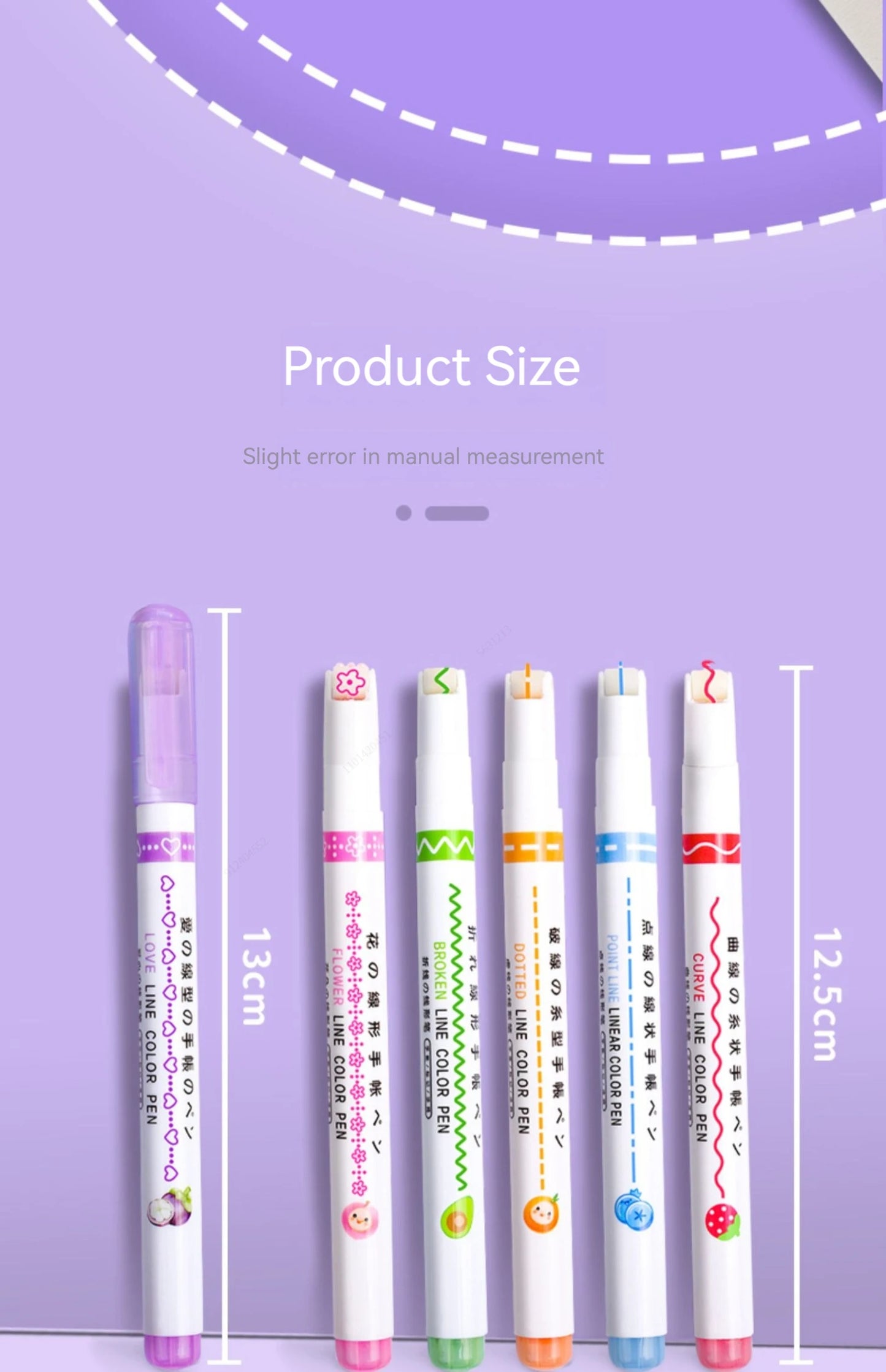 6-teiliges Textmarker- und Marker-Set – Kawaii, Kurven & Linien für Schule, Büro & Geschenk!