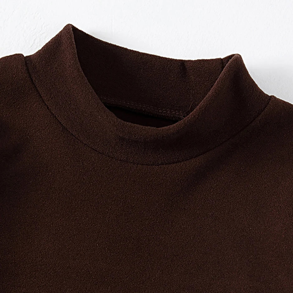 Unisex Langarm-T-Shirt mit mittelhohem Kragen  – Schlichtes Basic für Herbst und Winter auch im 3er Pack