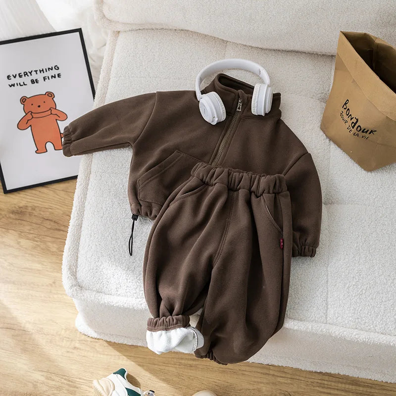 Warmer Fleece-Anzugset für Babys – Jacke und Hose für Winter & Herbst
