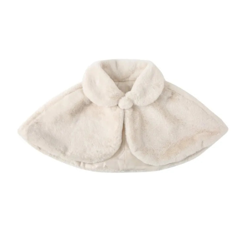 Mädchen Plüsch Schal Elegante Prinzessin Kleid Passenden Mantel Blume Mädchen Mantel Kinder Einfarbig Revers Cape Zubehör