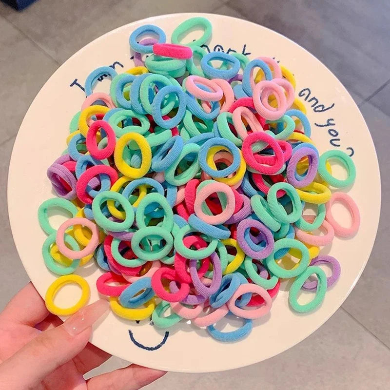 200er Set Bunte Haargummis – Elastische Haarbänder für Kinder