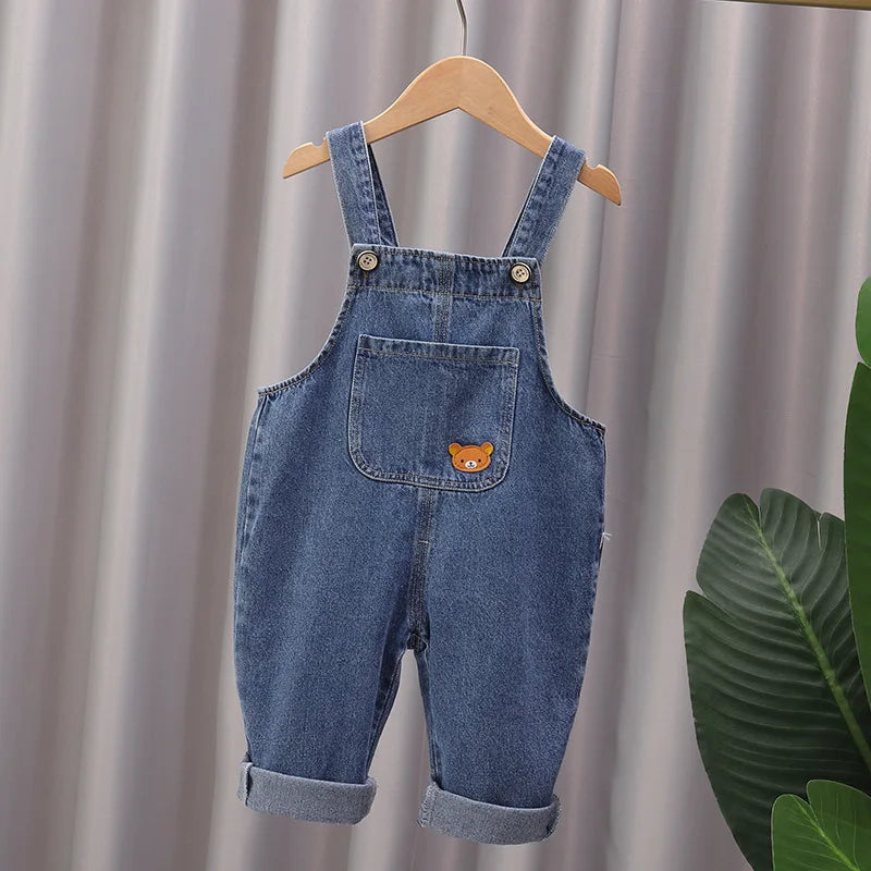 Lässiger Baumwoll-Overall für Babys – Unisex-Hosen mit Trägern für Frühling & Herbst