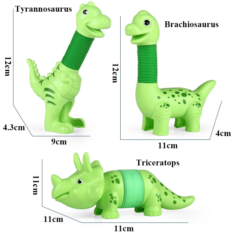 3er Set Biegsame Pop Rohr Dinosaurier – Stressabbau & Spaß für Kinder und Erwachsene (3–12 Jahre)