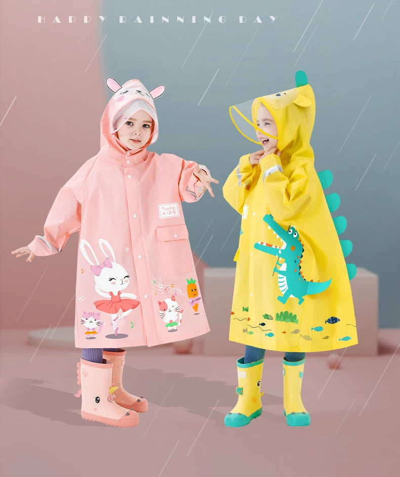 Niedlicher Polyester-Kinder-Regenmantel, wasserdichter Regenmantel für den Außenbereich, für Kinder, undurchlässiger Poncho, Regenjacke für Jungen und Mädchen