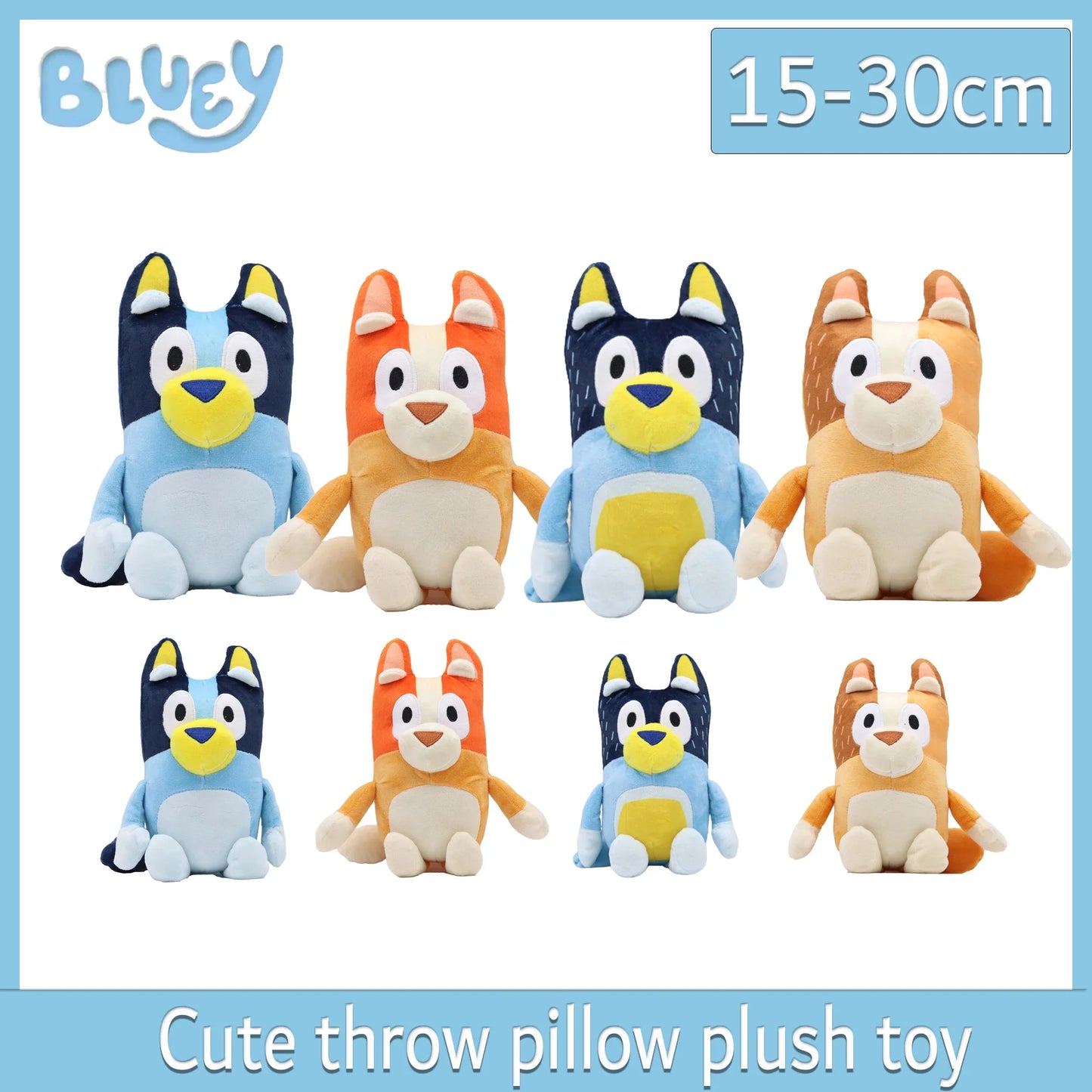 Plüschpuppen Bluey & Bingo ( 15 cm / 30 cm )  – Die kuscheligen Helden aus der TV-Serie