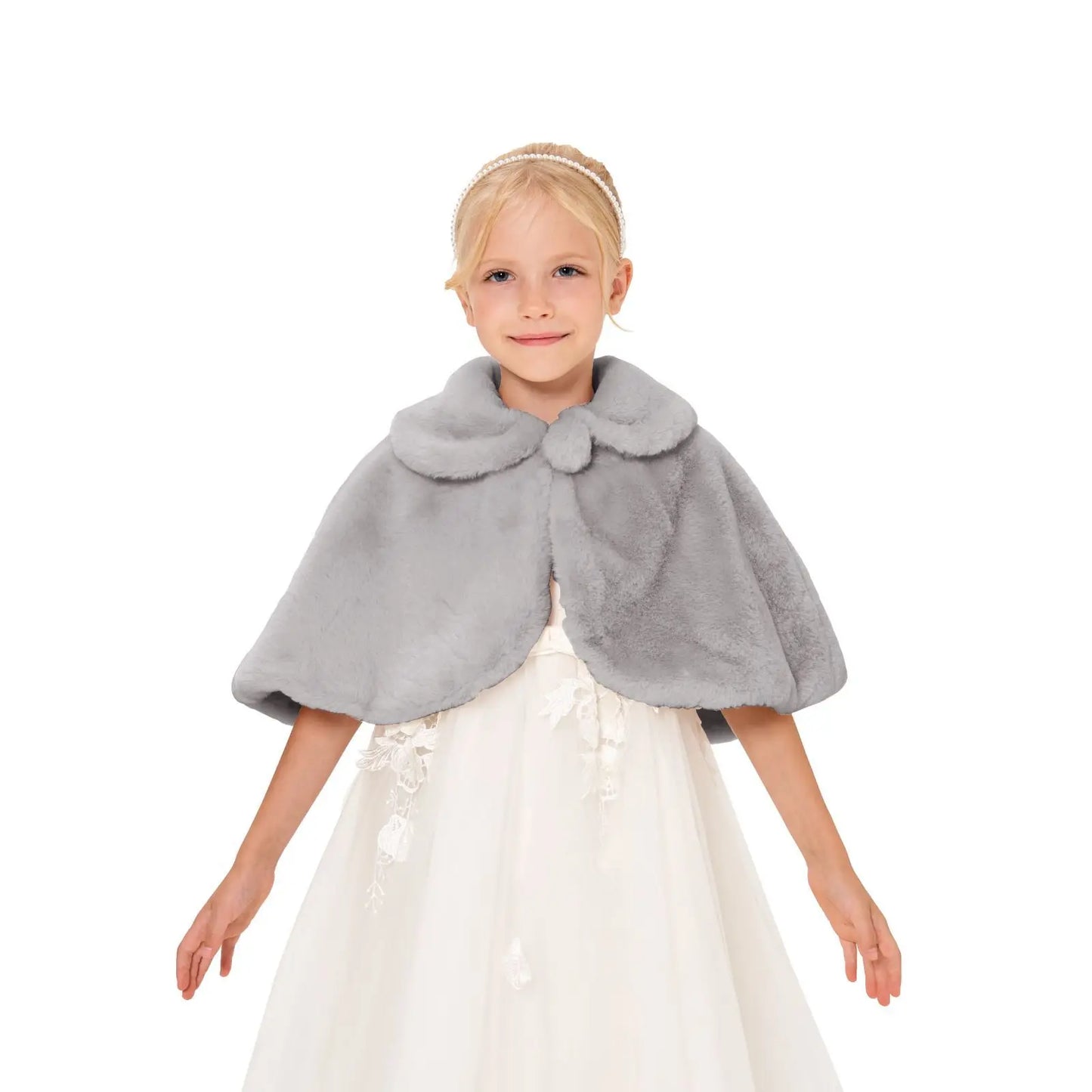 Mädchen Plüsch Schal Elegante Prinzessin Kleid Passenden Mantel Blume Mädchen Mantel Kinder Einfarbig Revers Cape Zubehör
