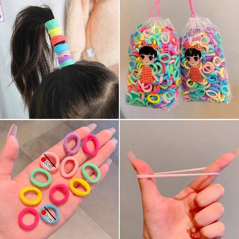 200er Set Bunte Haargummis – Elastische Haarbänder für Kinder