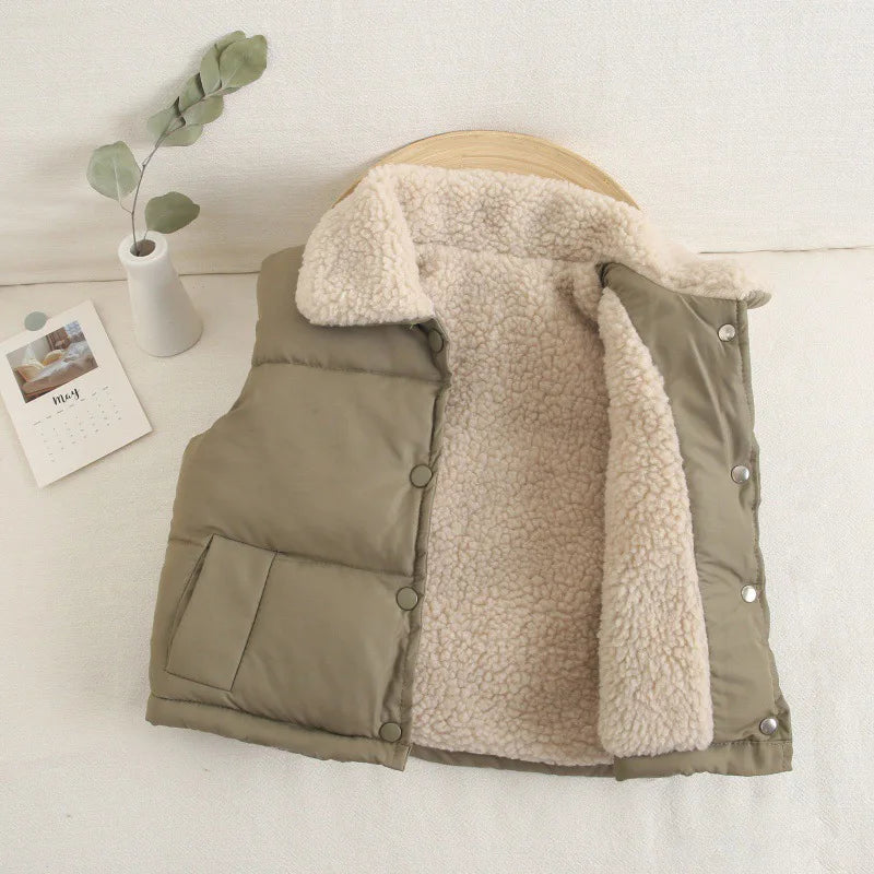 Unisex Kinder-Weste – Warme, ärmellose Jacke mit Umlegekragen
