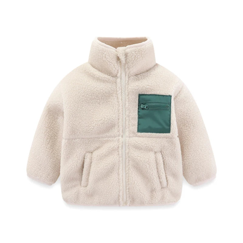Stylishe & Warme Fleece-Jacke für Kinder  – Plüsch-Mantel mit Reißverschluss für Herbst & Winter