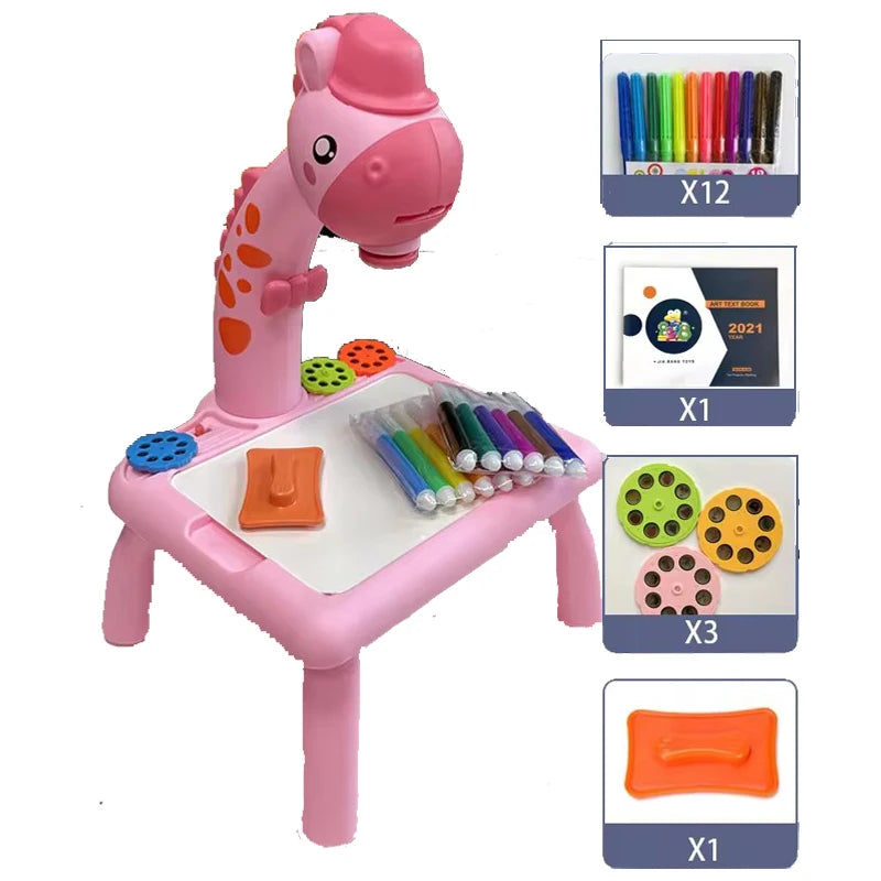 Kinder LED-Projektor & Malset – Lernspielzeug mit Zeichentisch, Pädagogisches Malbrett und Kreativwerkzeugen