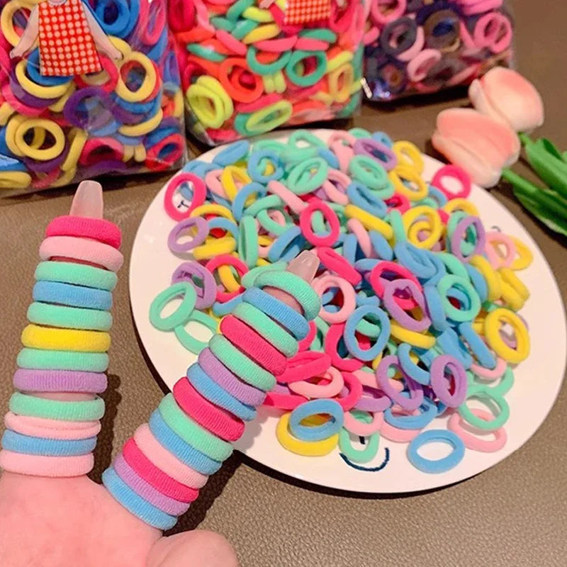 200er Set Bunte Haargummis – Elastische Haarbänder für Kinder