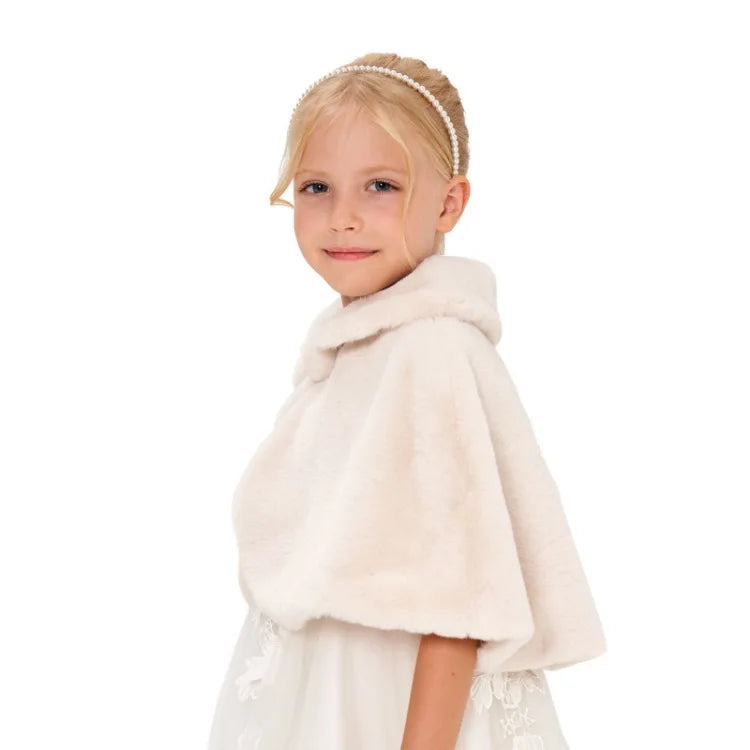 Mädchen Plüsch Schal Elegante Prinzessin Kleid Passenden Mantel Blume Mädchen Mantel Kinder Einfarbig Revers Cape Zubehör