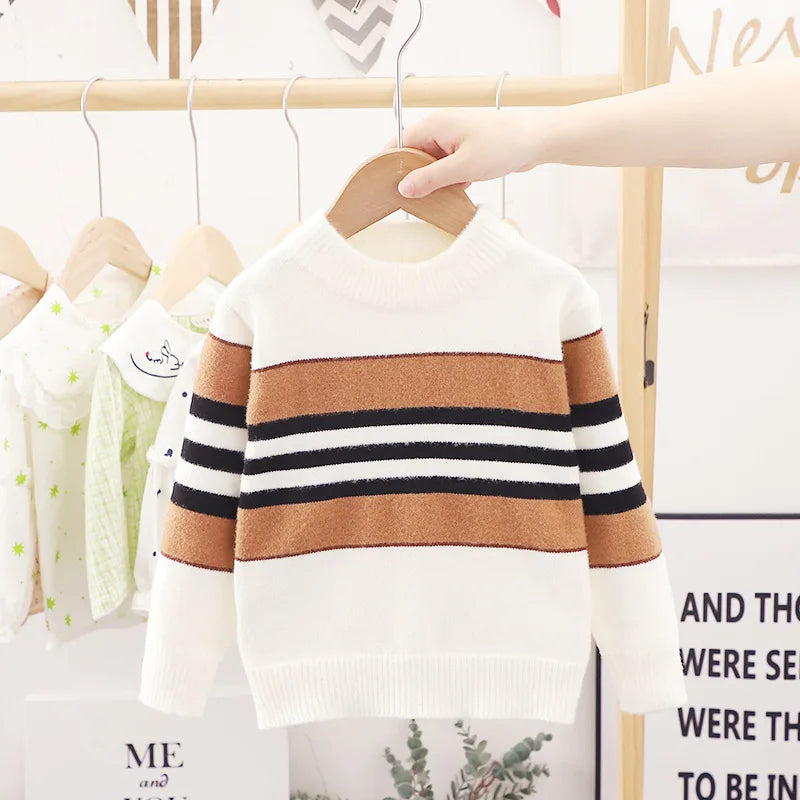 Hübscher Herbst- und Winter-Pullover für Jungen im Alter von 2-6 Jahren – hoher Kragen, gestricktes Design, warmer Strickpullover für Kinder