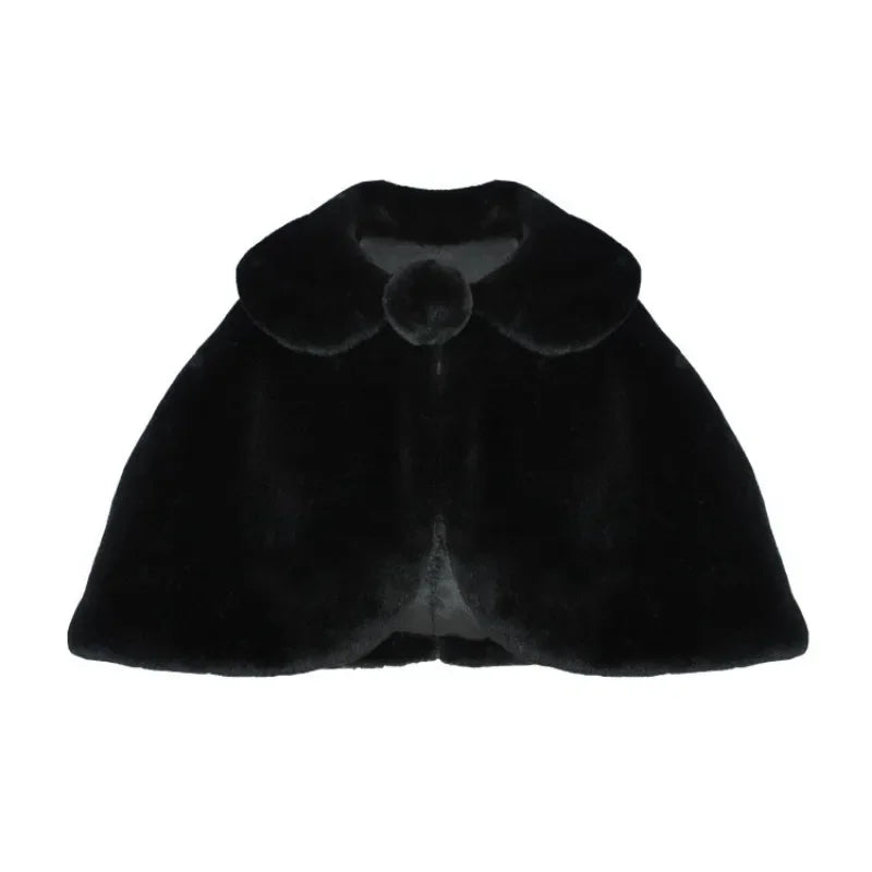 Mädchen Plüsch Schal Elegante Prinzessin Kleid Passenden Mantel Blume Mädchen Mantel Kinder Einfarbig Revers Cape Zubehör