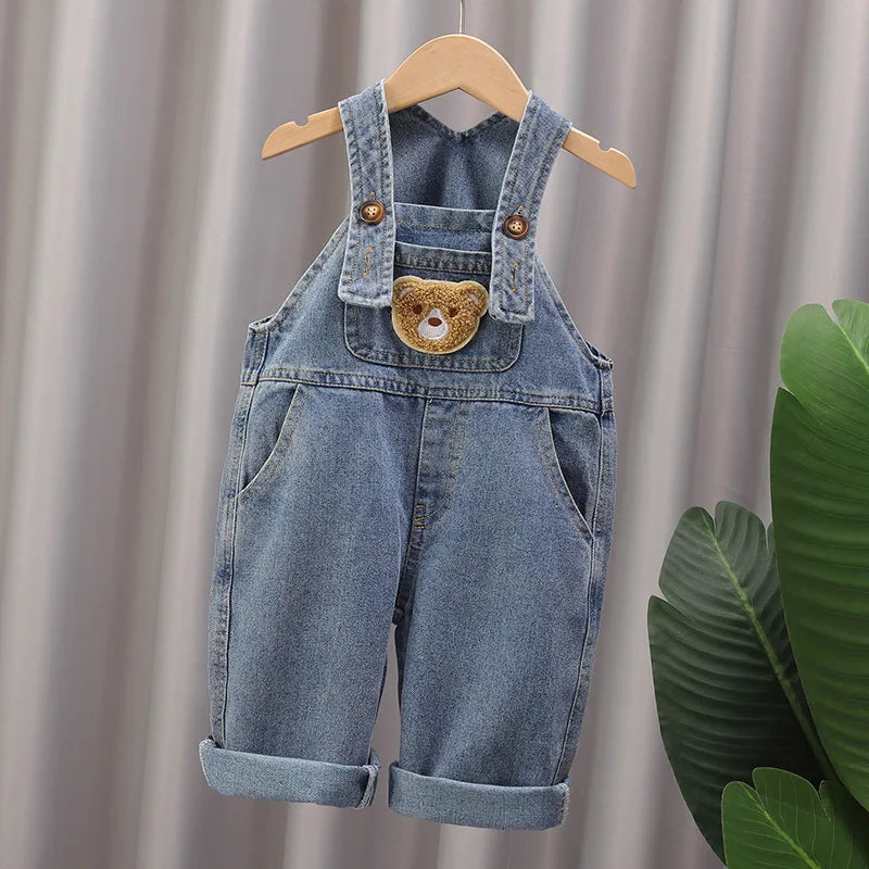 Lässiger Baumwoll-Overall für Babys – Unisex-Hosen mit Trägern für Frühling & Herbst