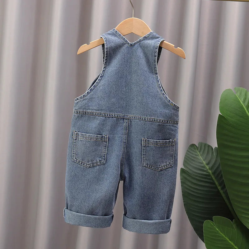 Lässiger Baumwoll-Overall für Babys – Unisex-Hosen mit Trägern für Frühling & Herbst