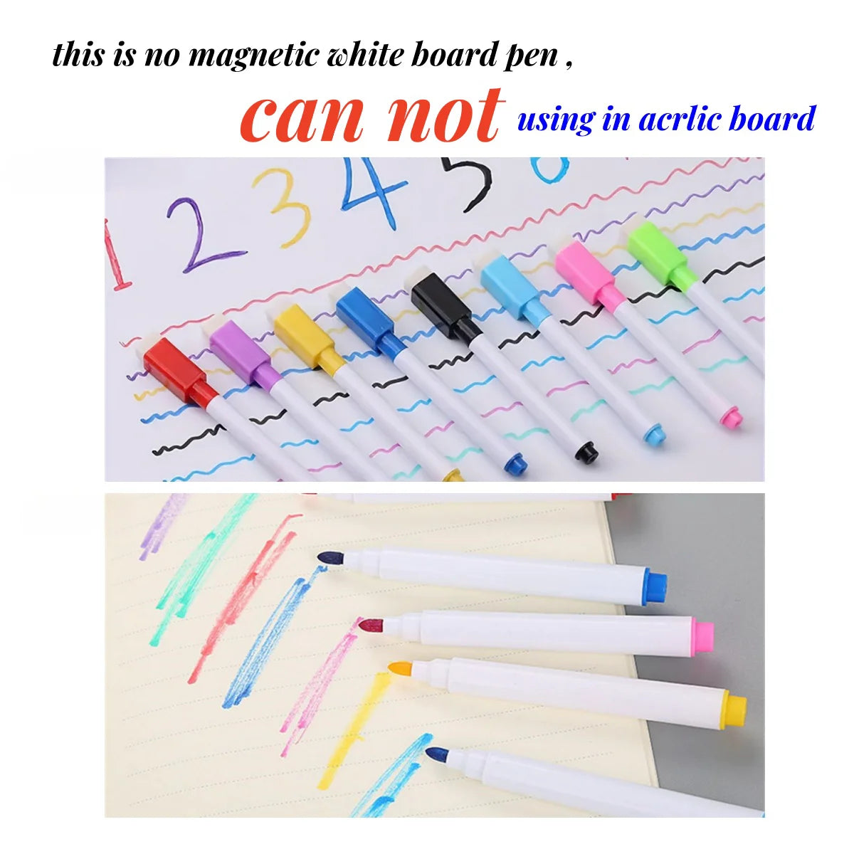 8-teiliges Set Whiteboard-Marker – Trocken abwischbare Stifte in 8 Farben