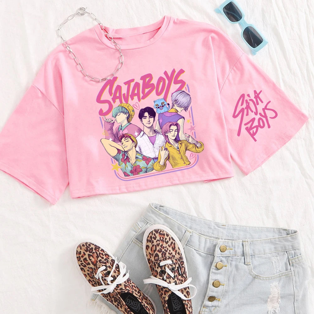 "Kpop Demon Hunters" Saja Crop Top – Stylishes Kurzarm-Shirt für Fans