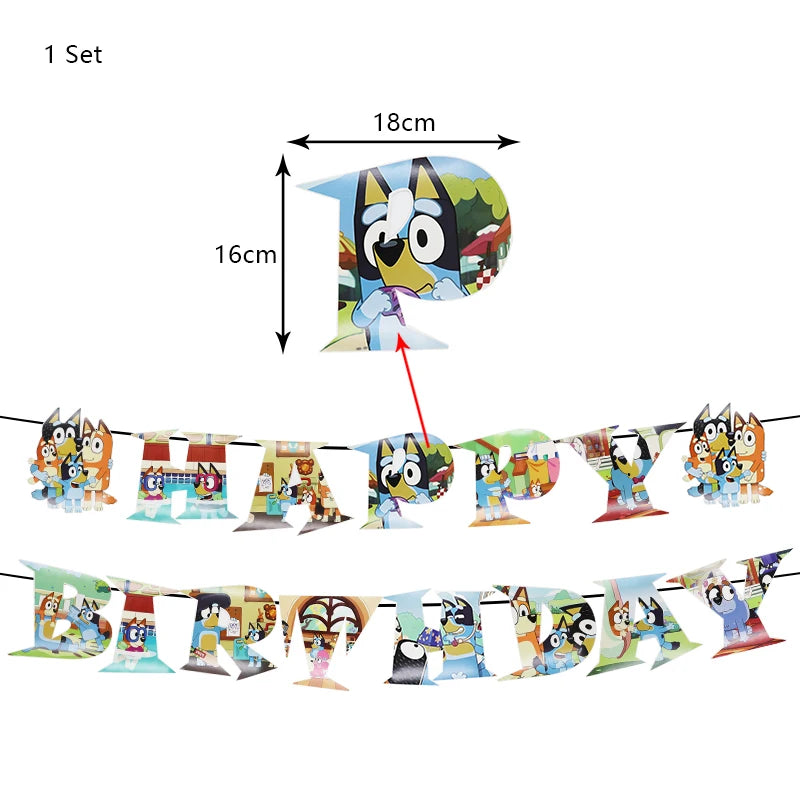 Bluey Geburtstag Deko-Set – Ballons & Partyzubehör für Kinder