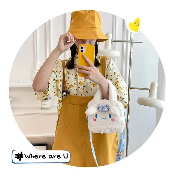 Hello Kitty Sanrio Kawaii Plüsch-Tasche – Tragbare Umhängetasche, Kosmetiktasche & Geschenk für Mädchen & Damen