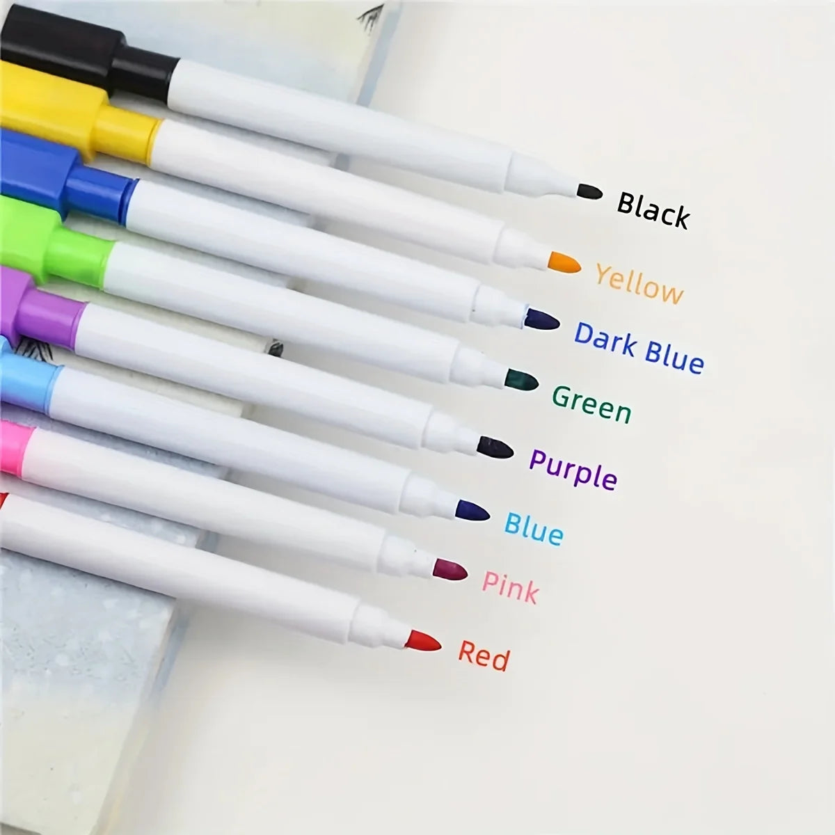 8-teiliges Set Whiteboard-Marker – Trocken abwischbare Stifte in 8 Farben